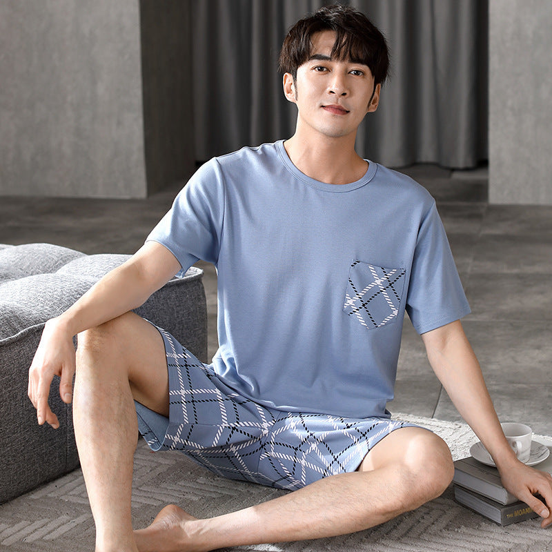 Men's Cotton Short Sleeve Summer Pajama Set