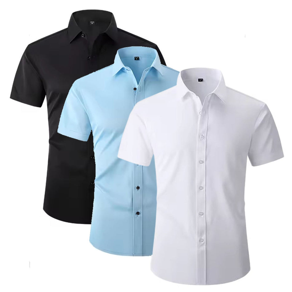 Men's Four-Way Stretch Short Sleeve Shirt Wrinkle Resistant