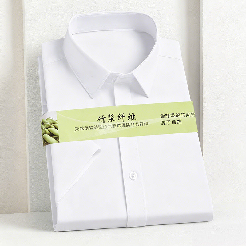 Men's Bamboo Fiber Business Shirt Short Sleeve Commuter Fit