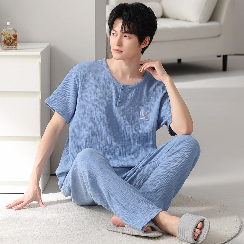 Men's Cotton Gauze Short Sleeve Pajama Set