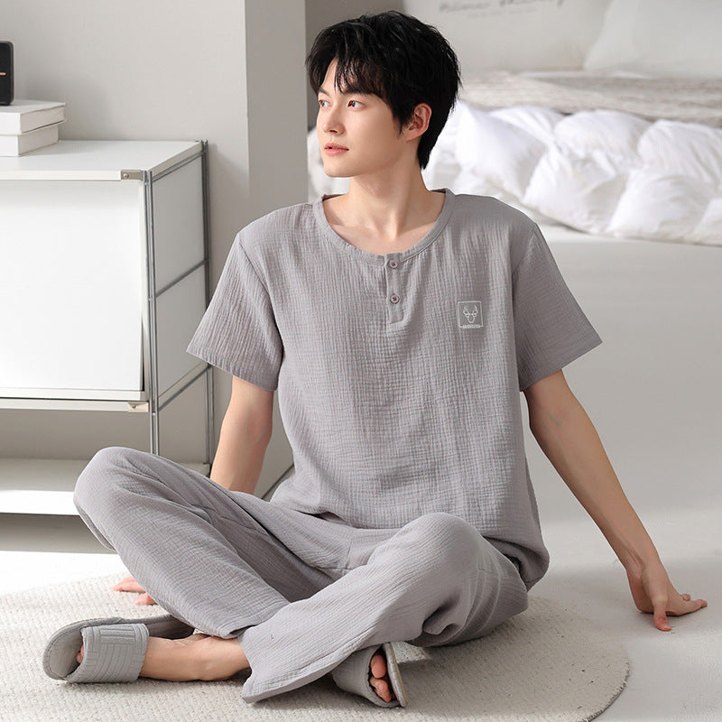 Men's Cotton Gauze Short Sleeve Pajama Set