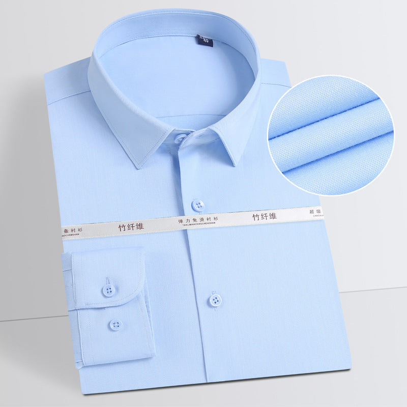Men's Bamboo Fiber Business Shirt Slim Fit Long Sleeve
