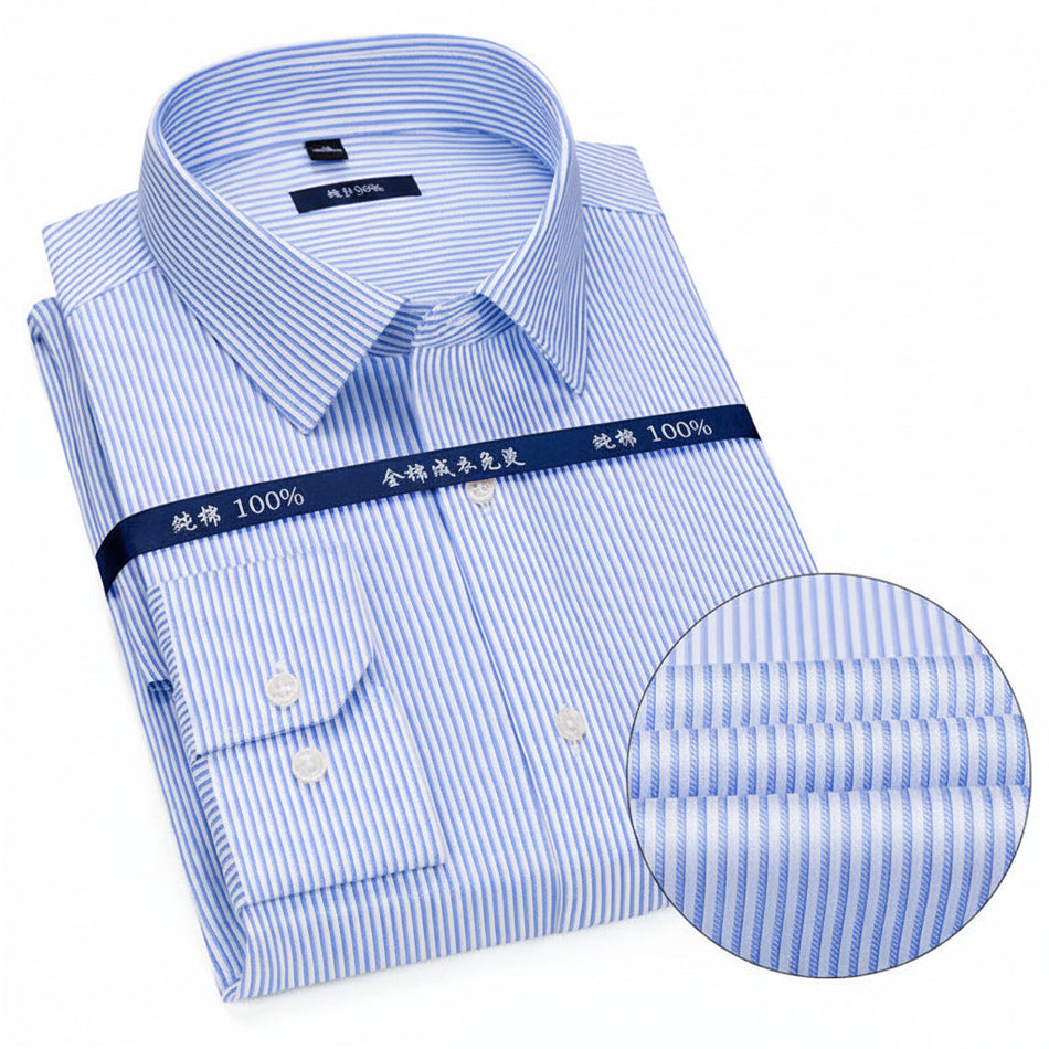 Men's 100% Cotton Non-Iron Business Shirt Long Sleeve Formal