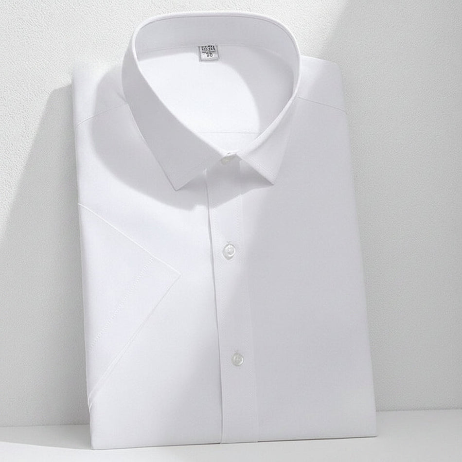 Men's Short Sleeve Solid Color Shirt Business Casual Square