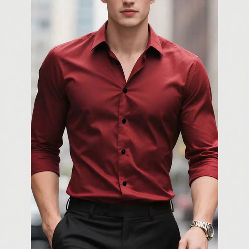 Men's White Slim Fit Long Sleeve Business Shirt