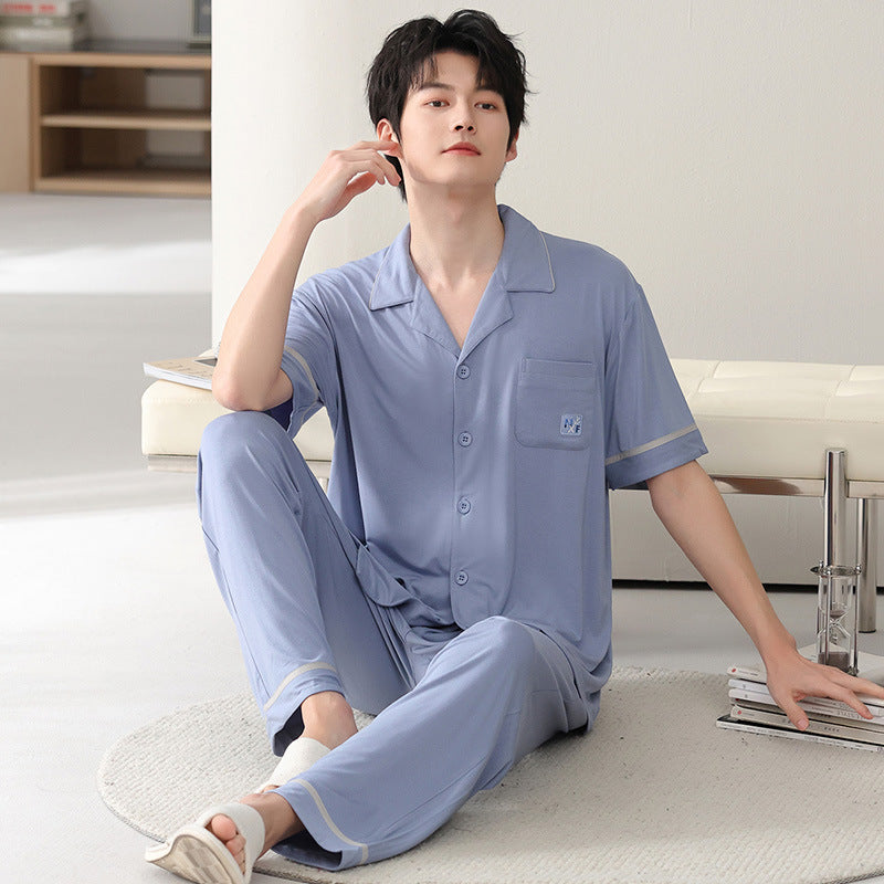 Men's Modal Lapel Pajama Set with Trousers