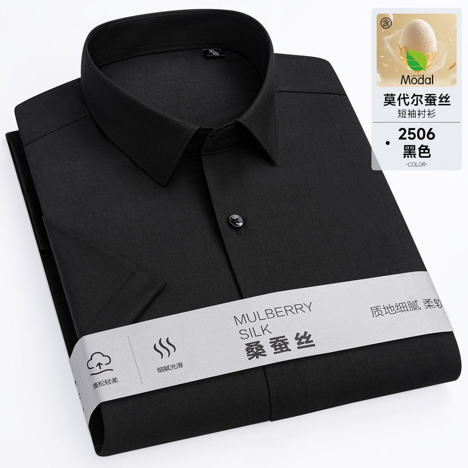 Men's Mulberry Silk Anti-Wrinkle Short Sleeve Shirt