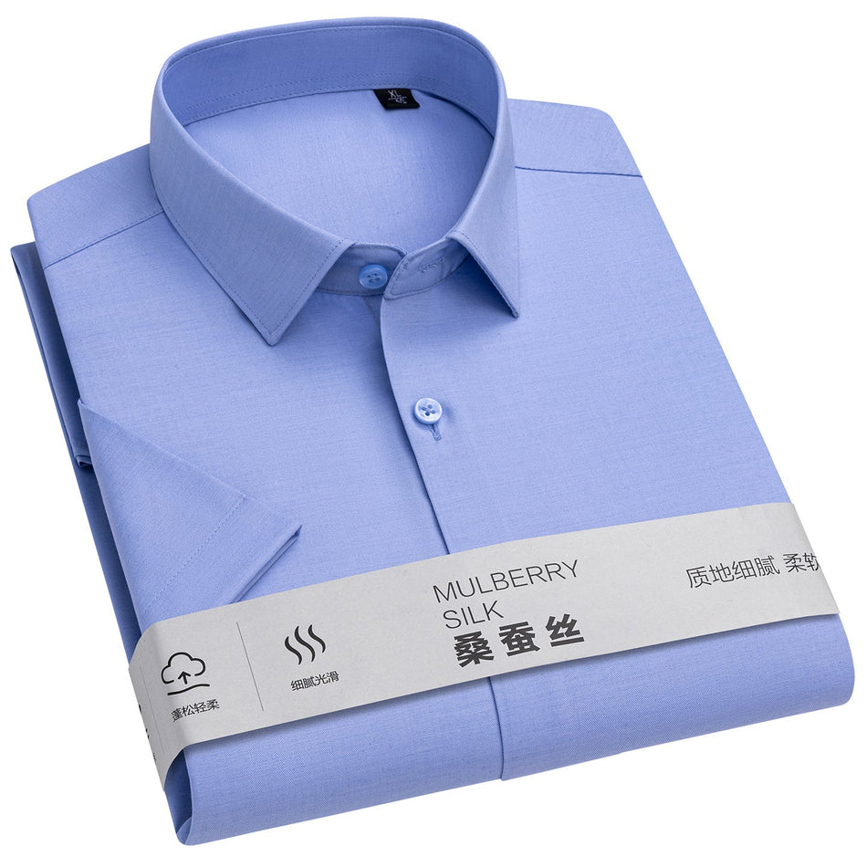 Men's Mulberry Silk Anti-Wrinkle Short Sleeve Shirt