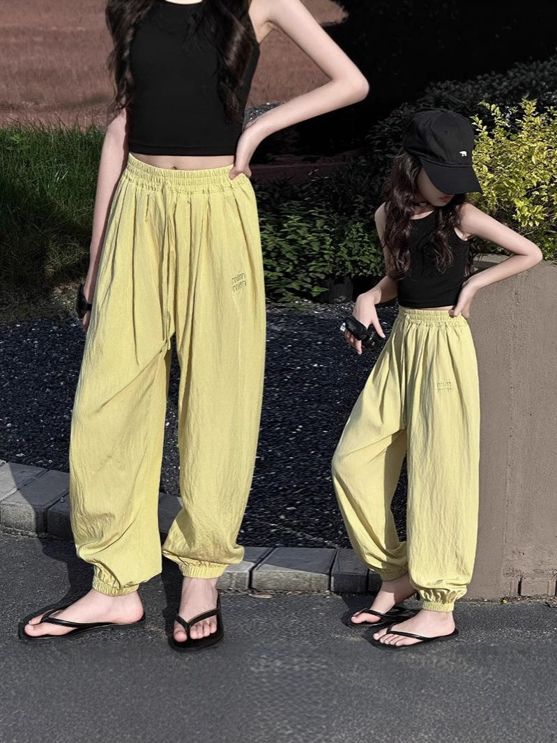 Girls Ice Silk Quick-Dry Casual Sports Pants Lightweight Trousers