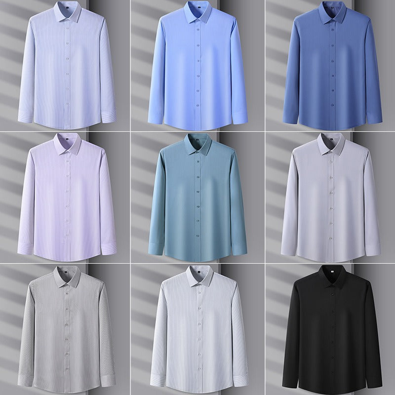 Men's Modal Business Cardigan Shirt Long Sleeve Solid Color