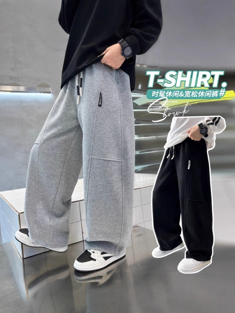 Boys Loose Straight Leg Sports Pants Wide Leg Autumn Trousers