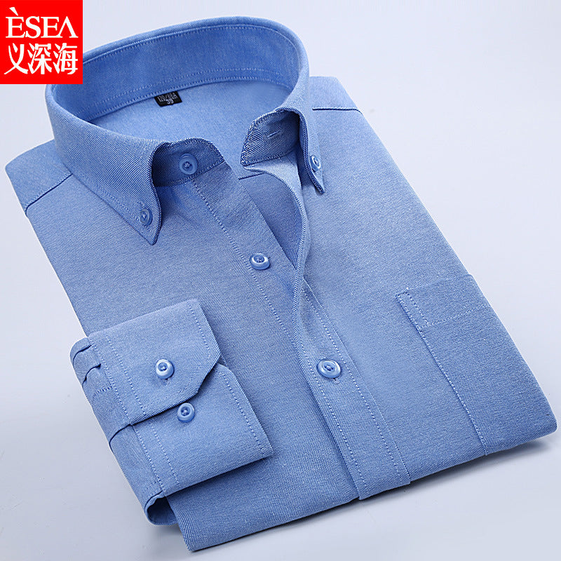 Men's Oxford Cotton Blend Shirt Long Sleeve Slim Fit Business