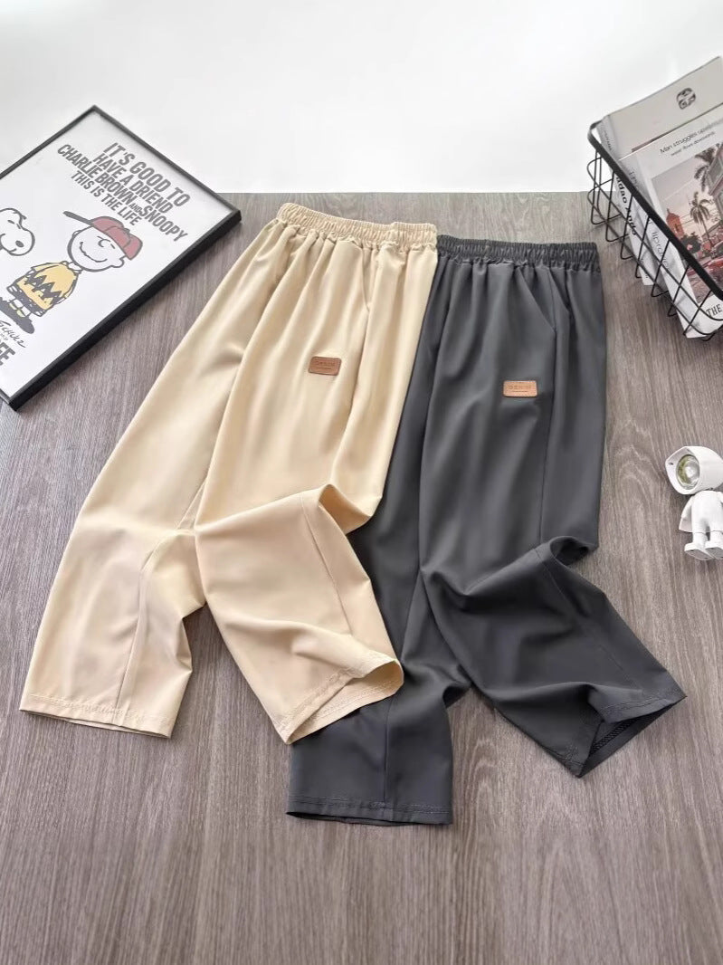 Boys Ice Silk Quick-Dry Casual Pants Straight Leg Summer Trousers
