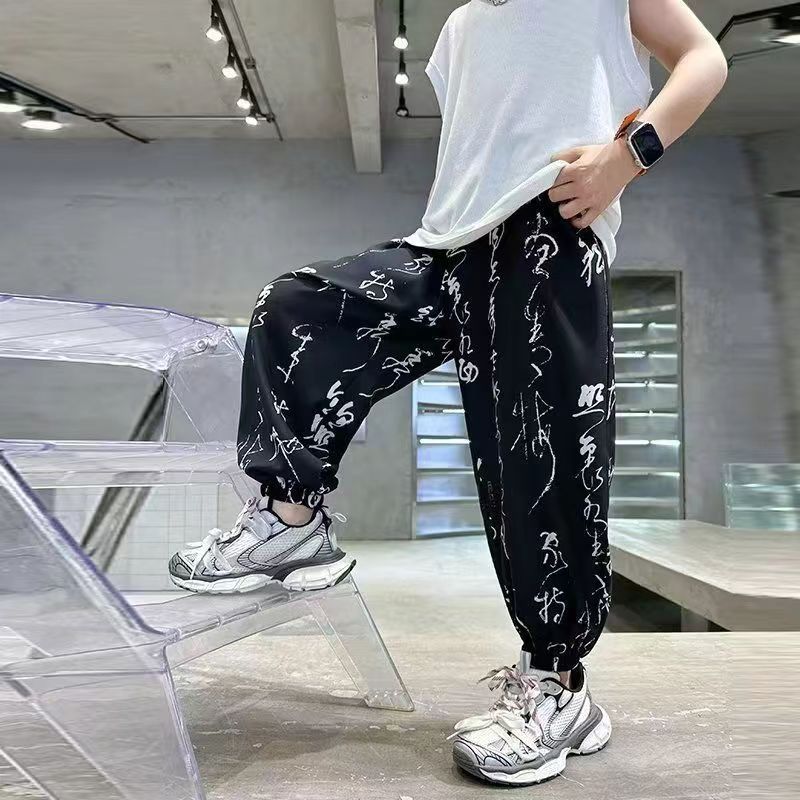 Boys Ice Silk Quick-Dry Summer Pants Lightweight Casual Trousers