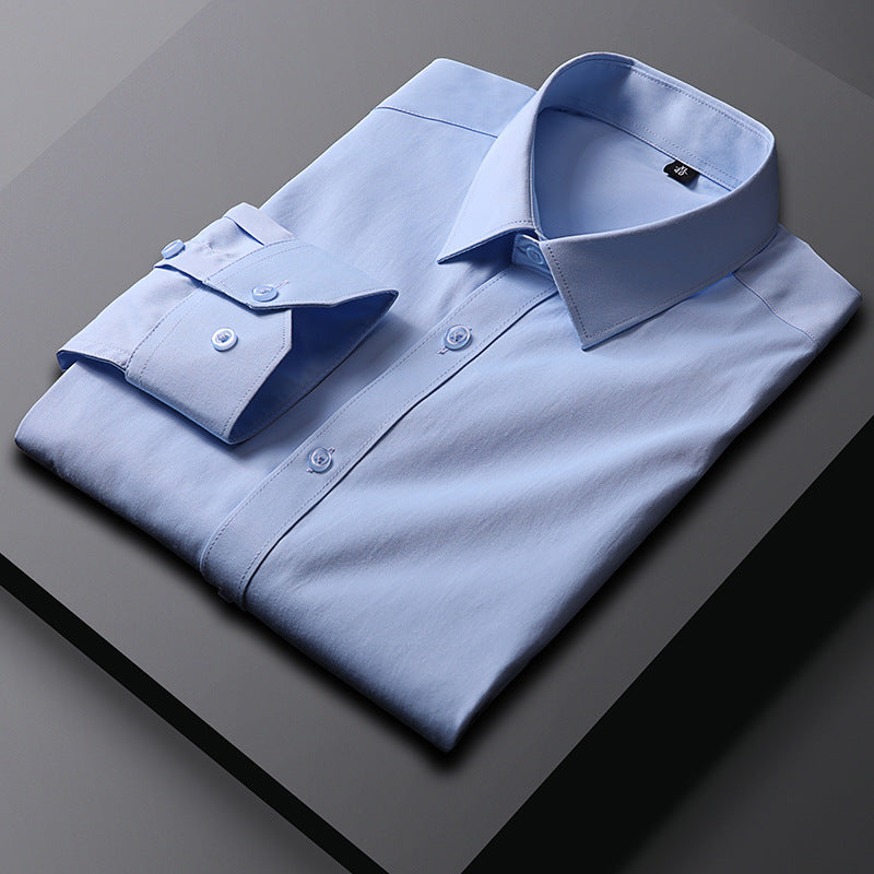 Men's Long Sleeve Business Shirt Solid Color Non-Iron Formal