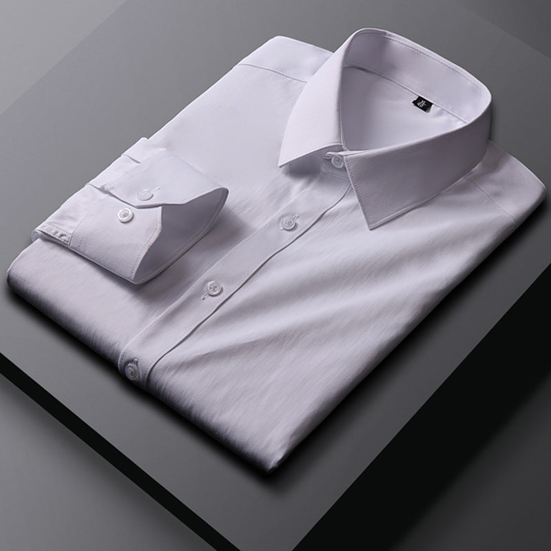 Men's Long Sleeve Business Shirt Solid Color Non-Iron Formal