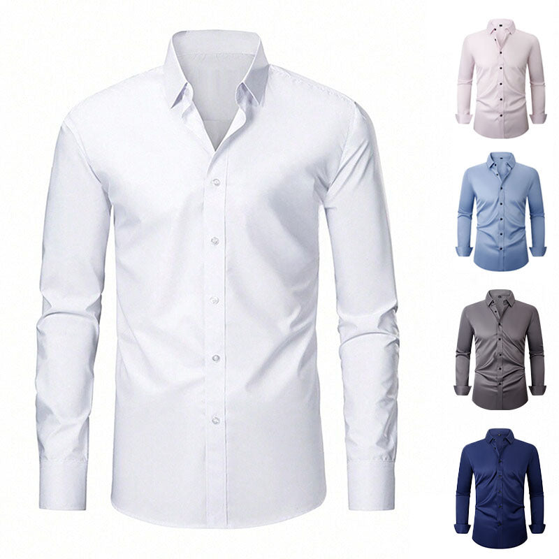 Men's Slim Fit Long Sleeve Pocket Business Shirt