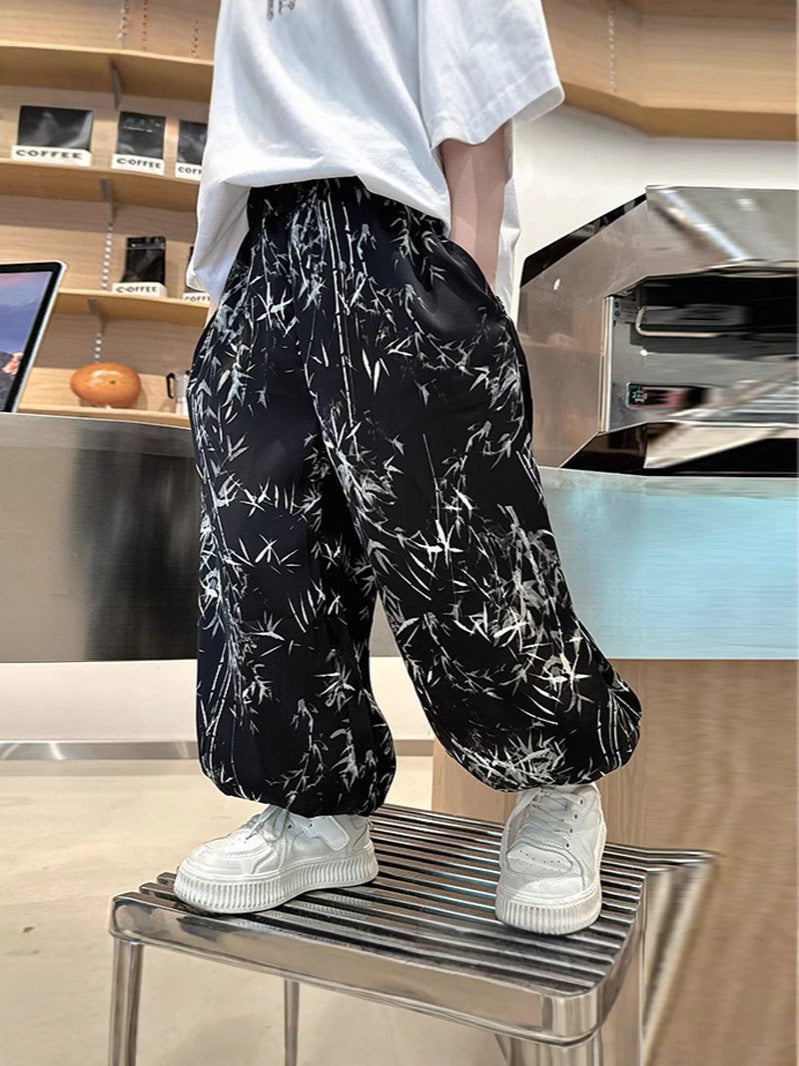 Boys Ice Silk Summer Pants Quick-Dry Casual Lightweight Trousers