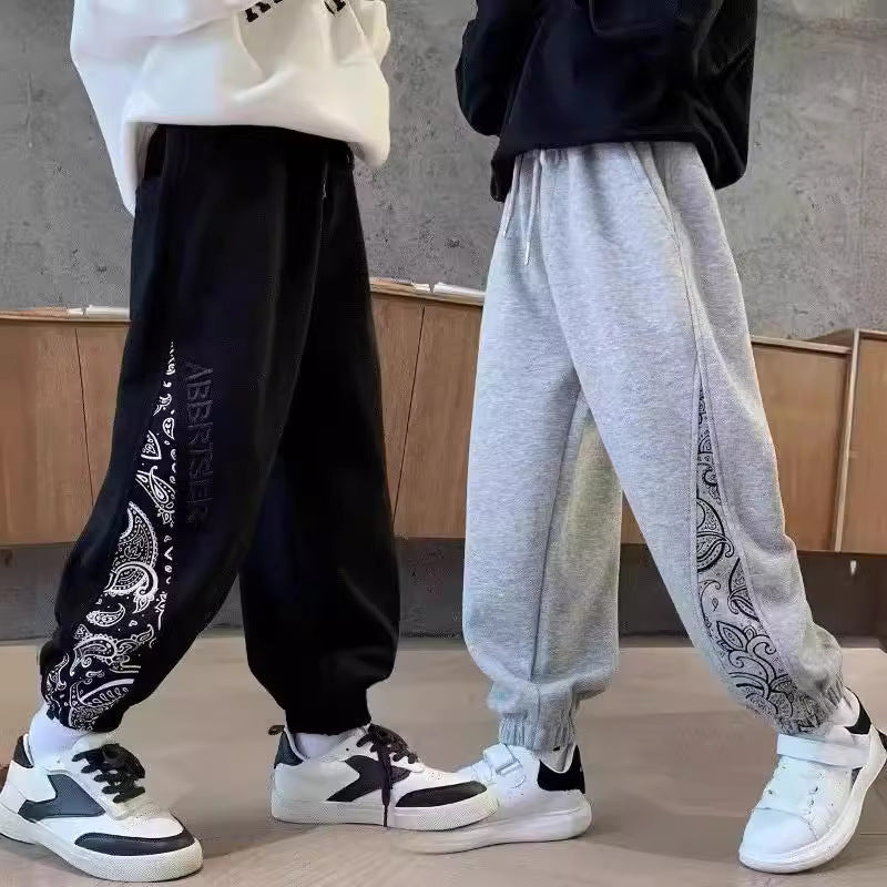 Boys Autumn Casual Sports Pants Loose Fit Sweat Trousers