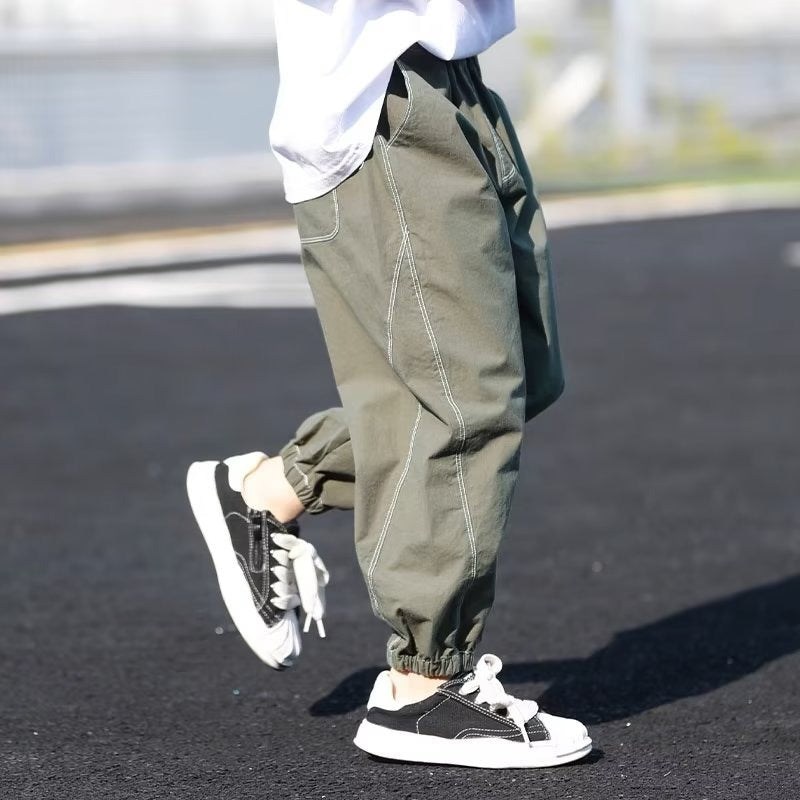 Boys Ice Silk Quick-Dry Summer Pants Casual Lightweight Sports