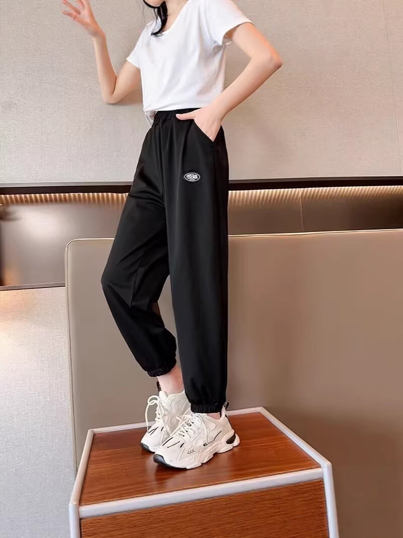 Girls Ice Silk Quick-Dry Summer Pants Casual Sports Trousers