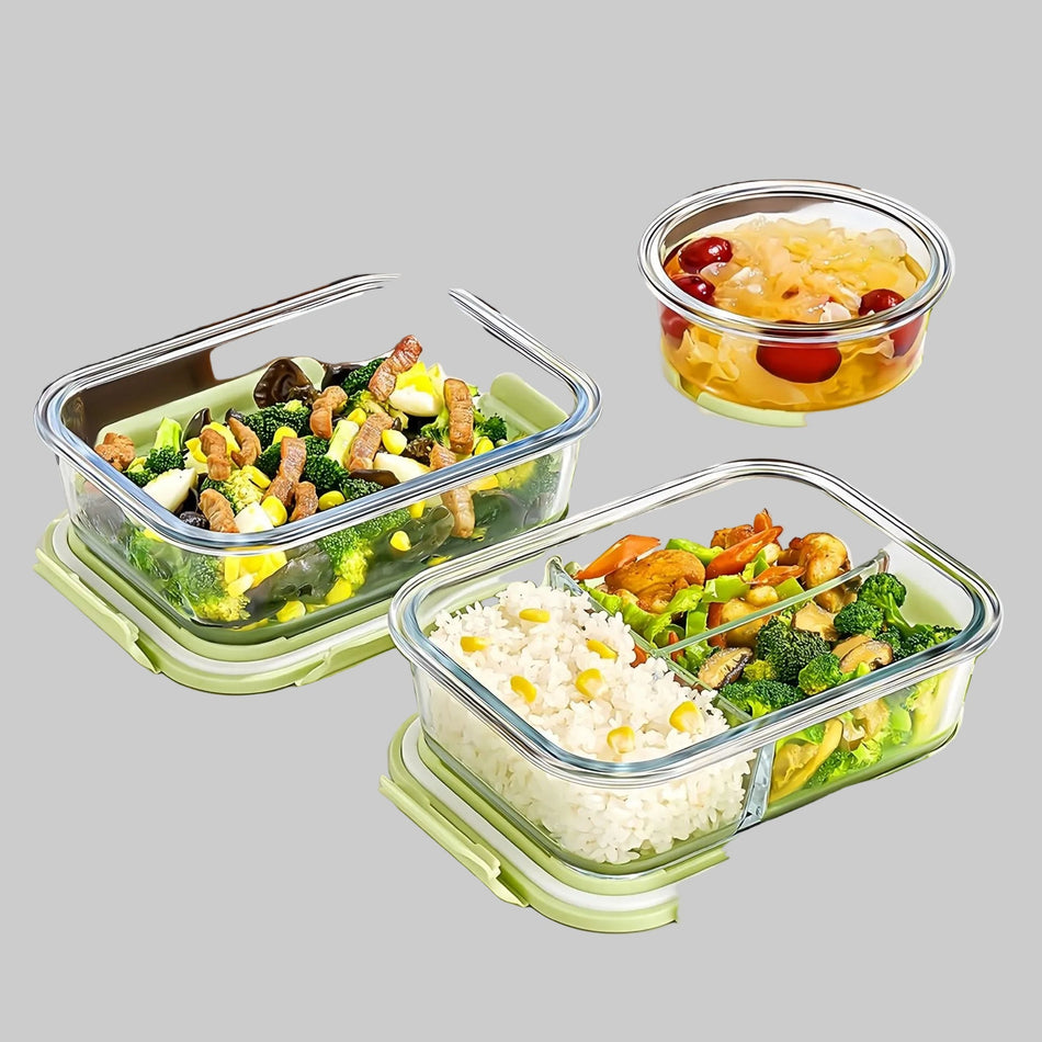 High Borosilicate Glass Divided Food Storage Bowl