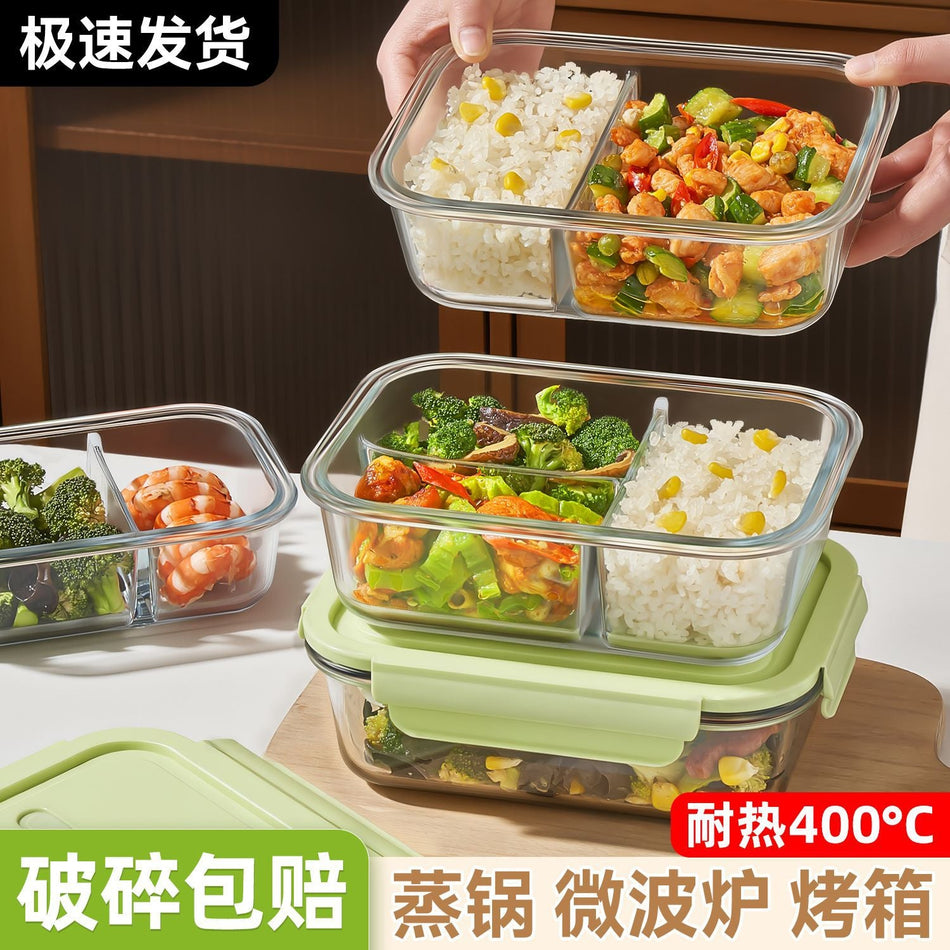 High Borosilicate Glass Divided Food Storage Bowl