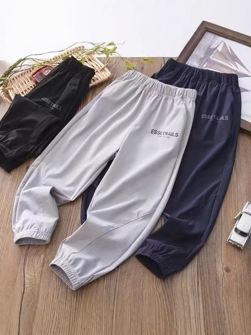 Boys Ice Silk Quick-Dry Jogger Pants Breathable Summer Wear
