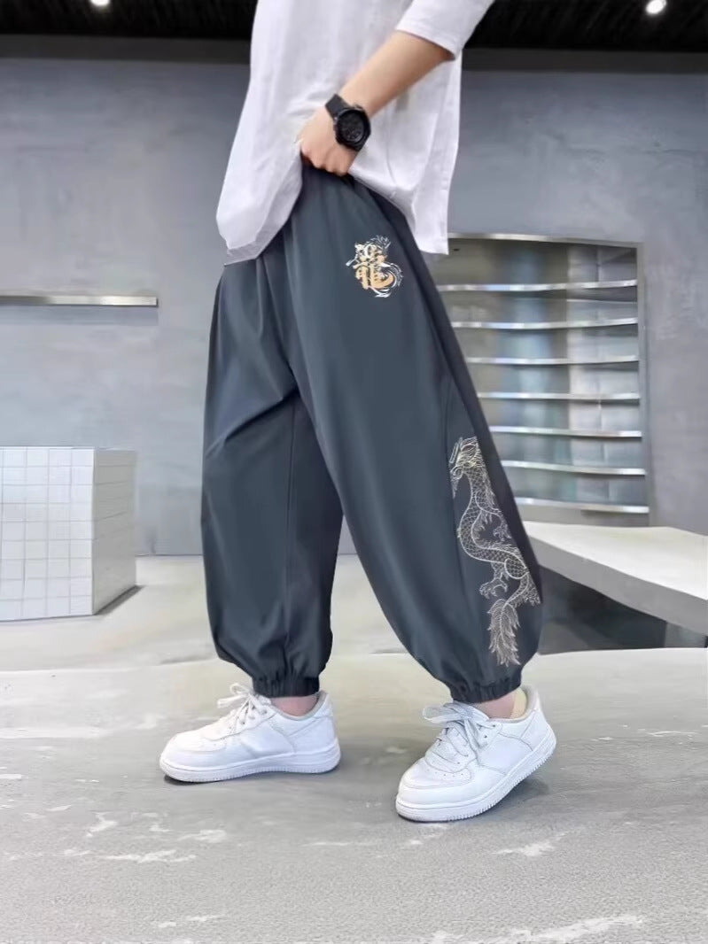 Boys Ice Silk Summer Pants Lightweight Anti-Mosquito Casual Fit