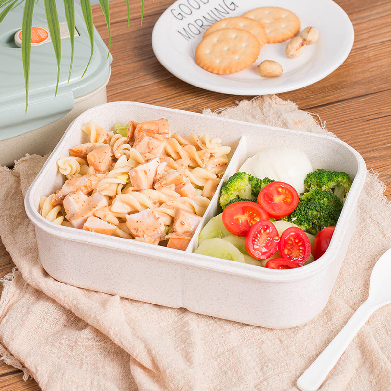 Large Capacity Wheat Straw Divided Lunch Box with Lid