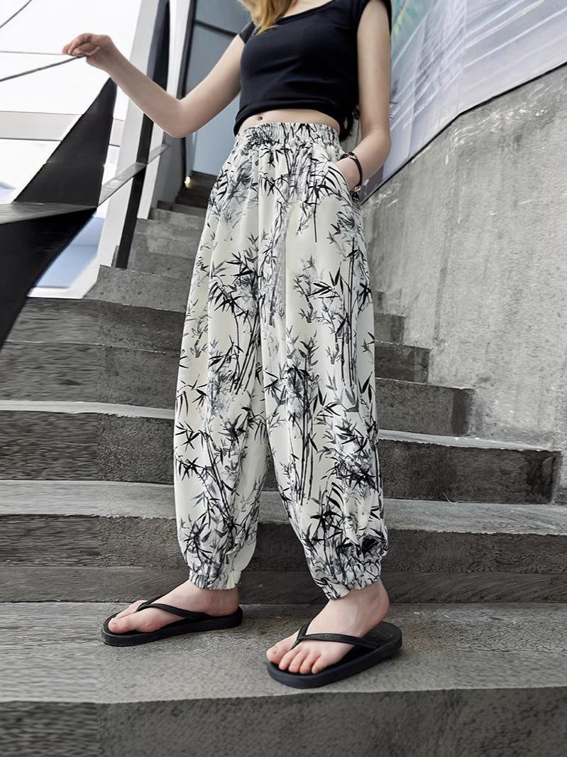Girls Ice Silk Lantern Pants Casual Anti-Mosquito Summer Trousers
