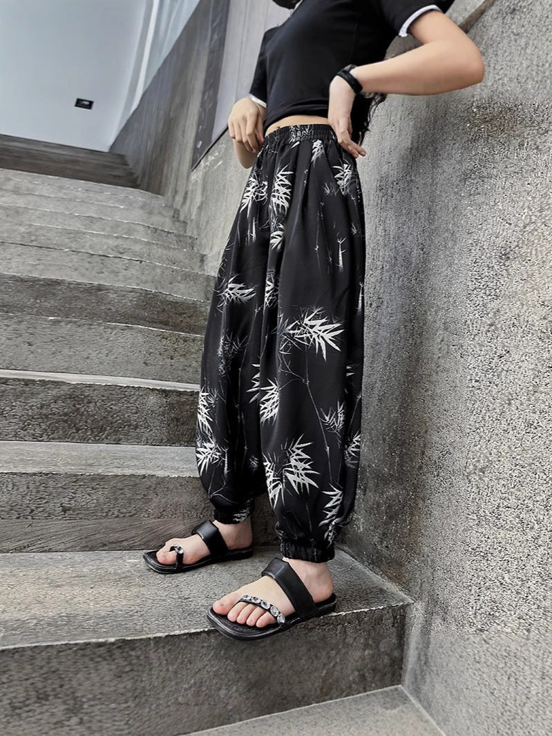 Girls Ice Silk Lantern Pants Casual Anti-Mosquito Summer Trousers