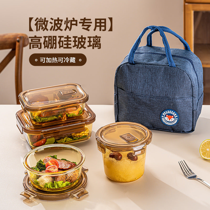 Microwave-Safe Glass Compartment Lunch Box with Lid