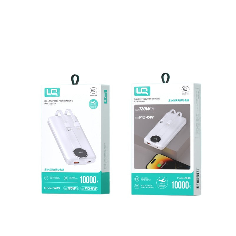 10000mAh 3C Fast Charging Power Bank Gold Cable for iPhone 17