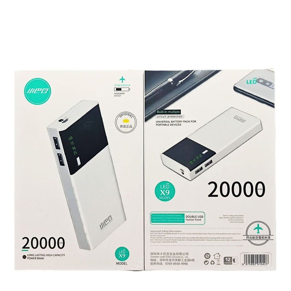 20000mAh Dual USB Ultra-Thin Portable Power Bank with Flashlight