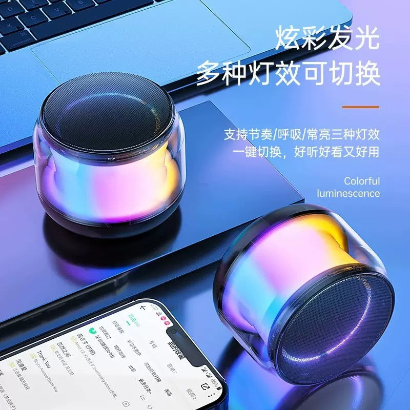 Mini Portable Bluetooth Speaker with LED Light Outdoor Subwoofer
