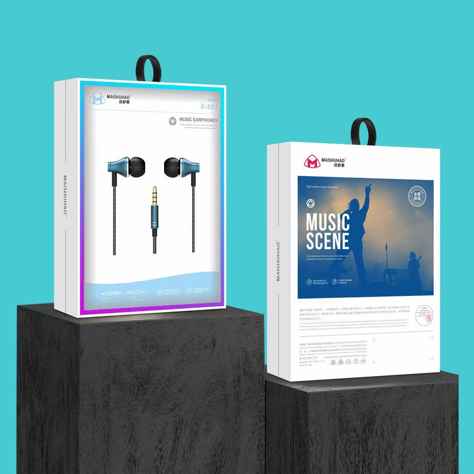 Metal Stereo Bass 3.5mm Wired In-Ear Earphones with Mic Headset