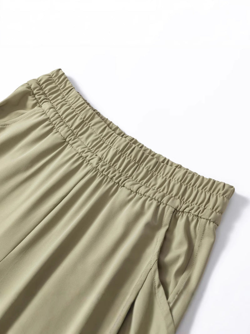 Women's Ice Silk Straight Leg Cropped Casual Pants