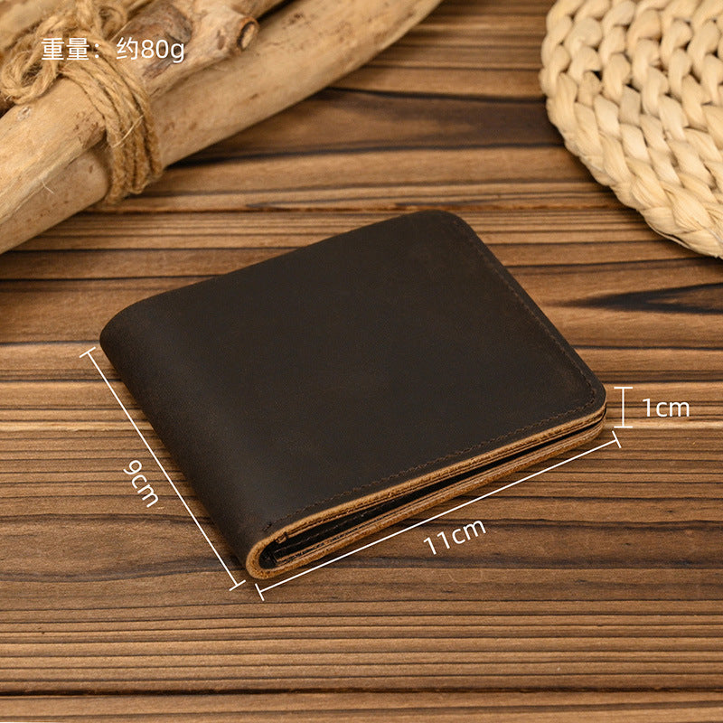 Men's Genuine Leather Crazy Horse Short Wallet