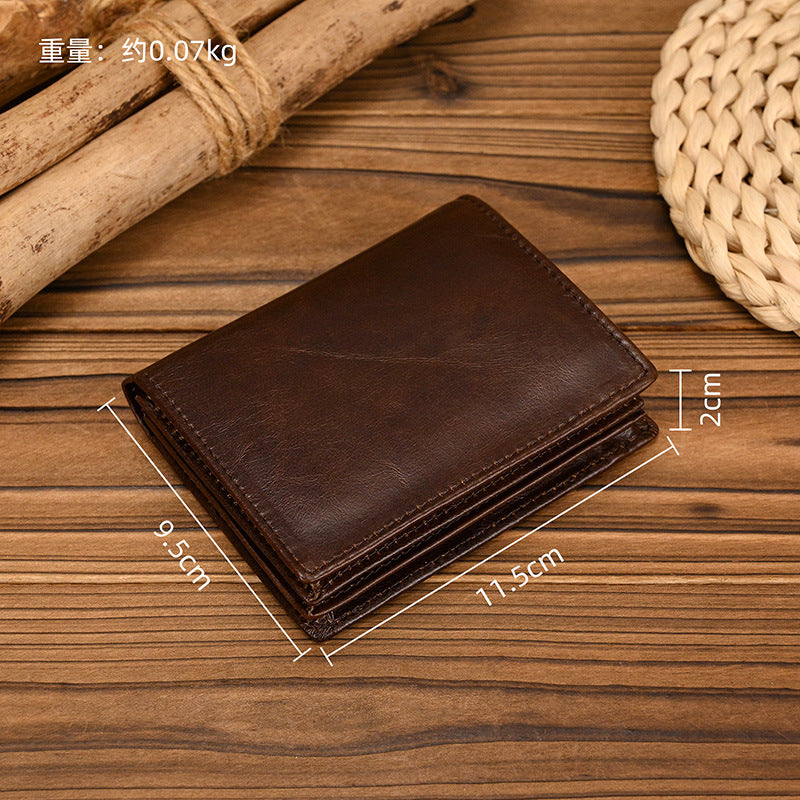 RFID Genuine Leather Bi-Fold Wallet with Coin Purse