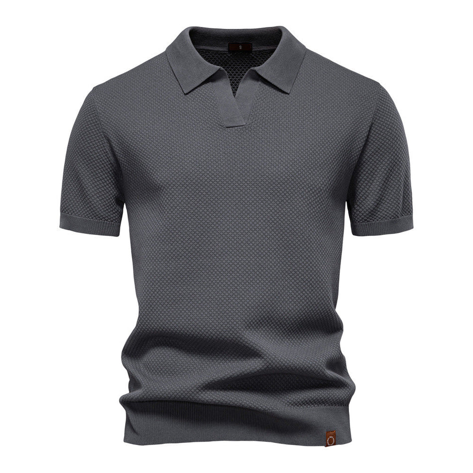 Men's Viscose Knit Polo Shirt with Seagull Collar Short Sleeve