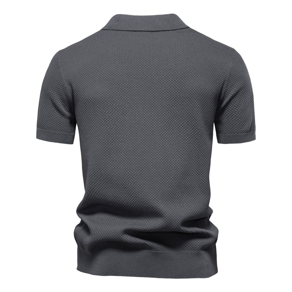 Men's Viscose Knit Polo Shirt with Seagull Collar Short Sleeve