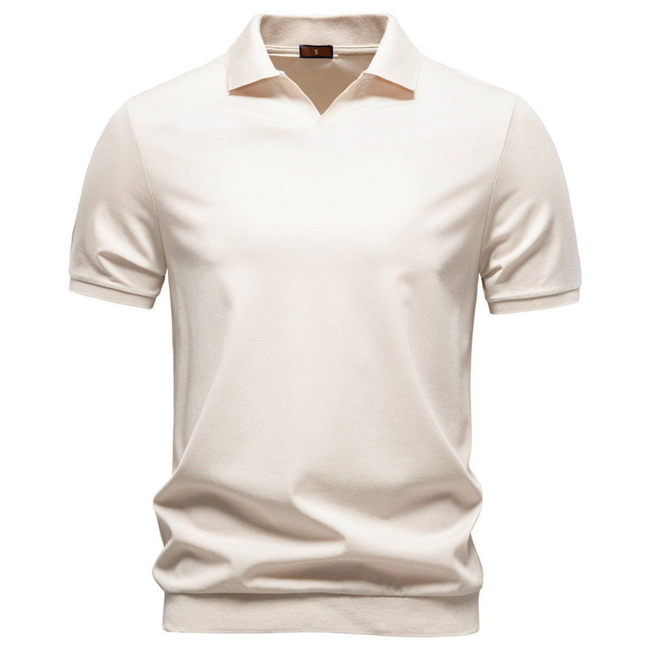 Men's Tencel Polo Shirt with Seagull Collar Slim Fit Knit