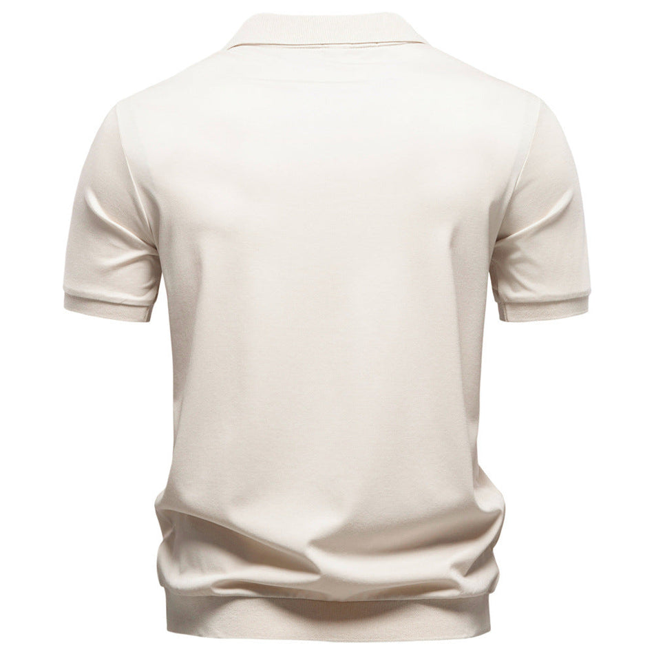 Men's Tencel Polo Shirt with Seagull Collar Slim Fit Knit