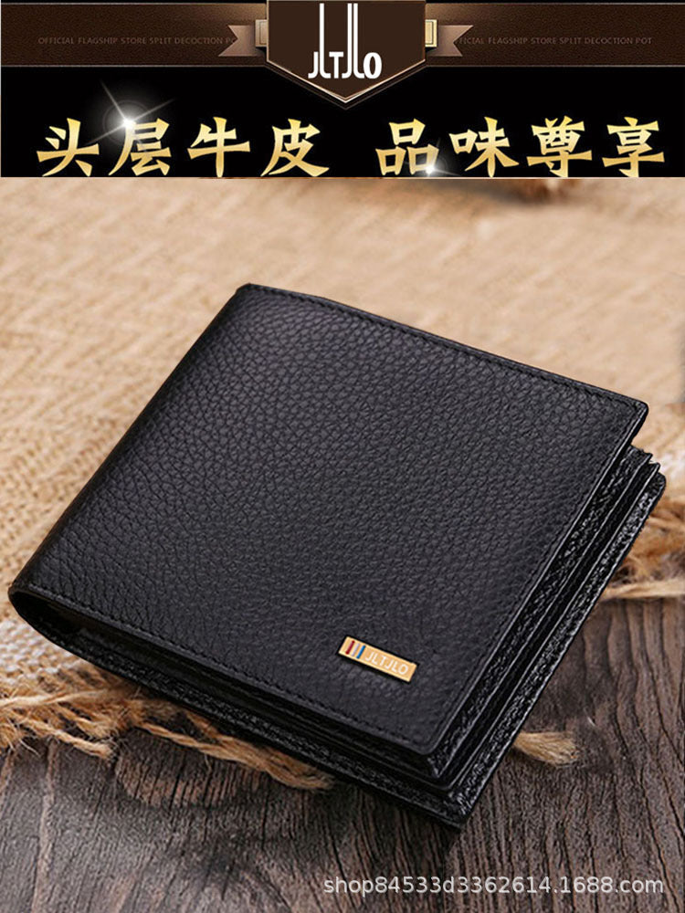 Men's Genuine Leather Large Capacity Short Wallet