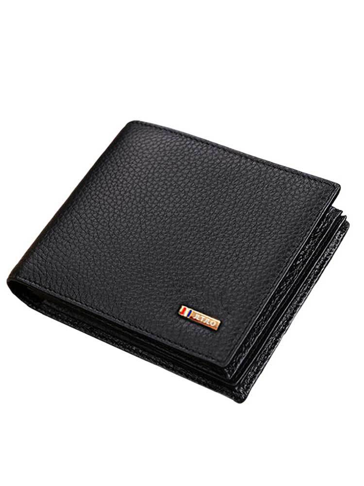 Men's Genuine Leather Large Capacity Short Wallet