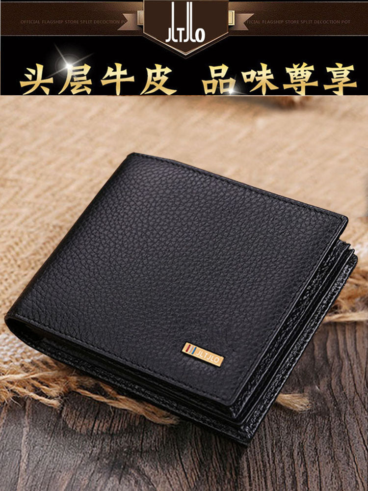 Men's Multifunctional Leather Short Wallet with Zipper