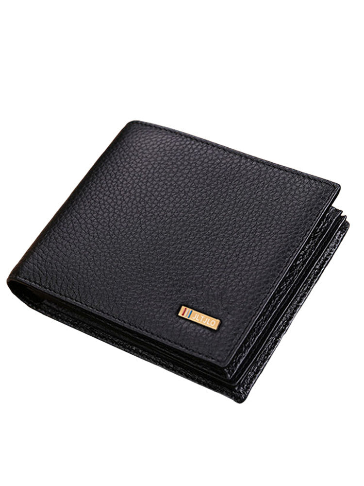 Men's Multifunctional Leather Short Wallet with Zipper