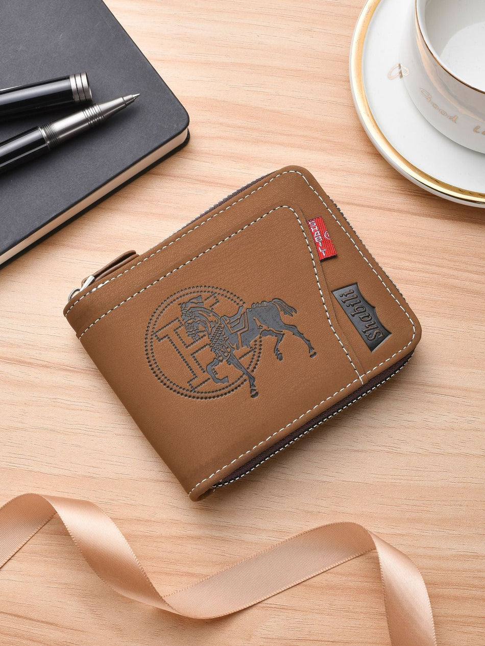Men's Retro Leather Zipper Wallet with Card Holder