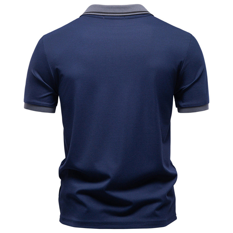 Men's Jacquard Tencel Polo Shirt Lapel Solid Color Short Sleeve